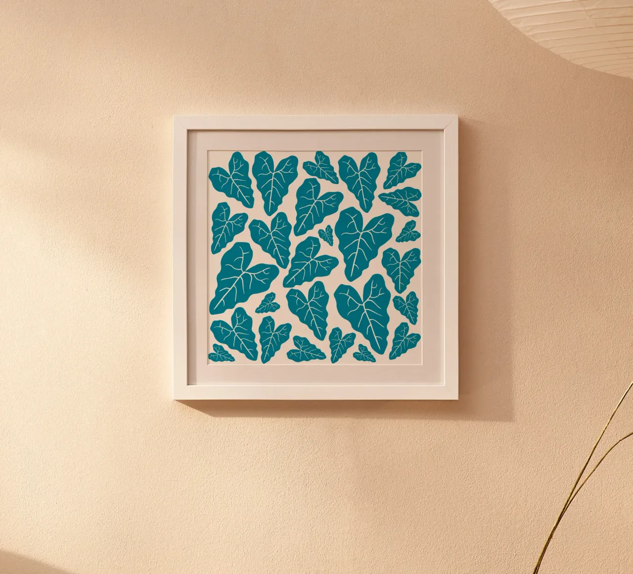 Blue leaves pattern poster by baobabprintstore