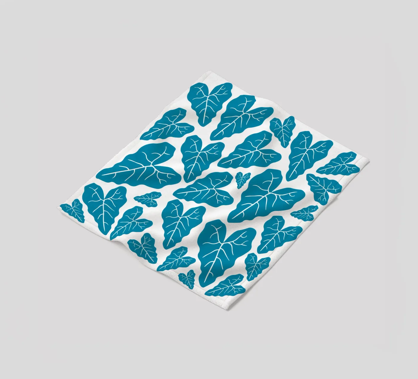 Blue leaves pattern fleecedeken van baobabprintstore
