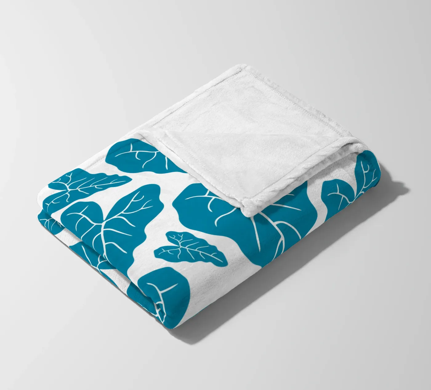 Blue leaves pattern fleecedeken van baobabprintstore