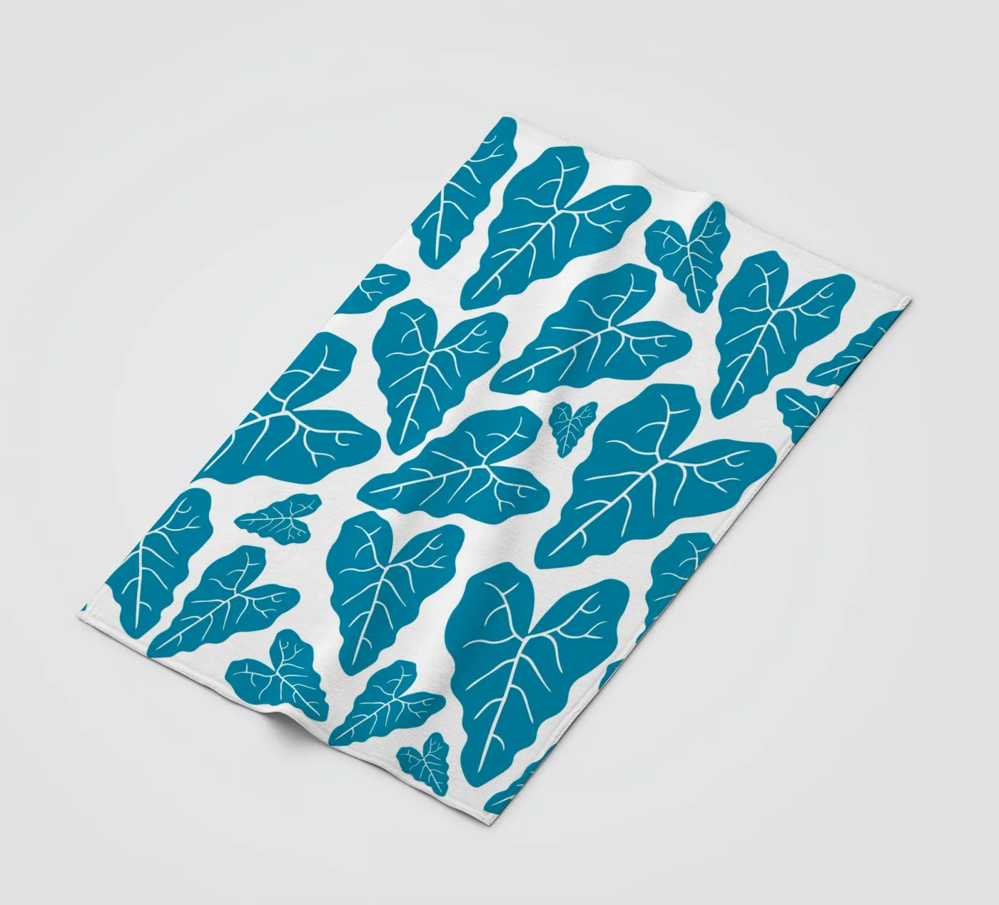 Blue leaves pattern fleecedeken van baobabprintstore