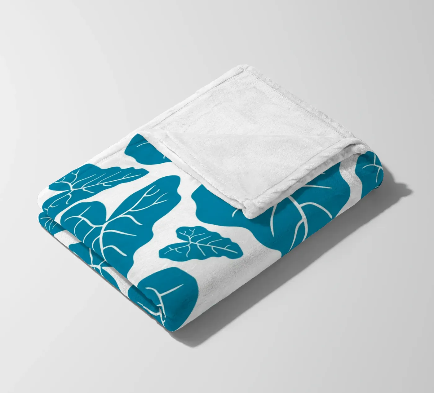 Blue leaves pattern fleecedeken van baobabprintstore