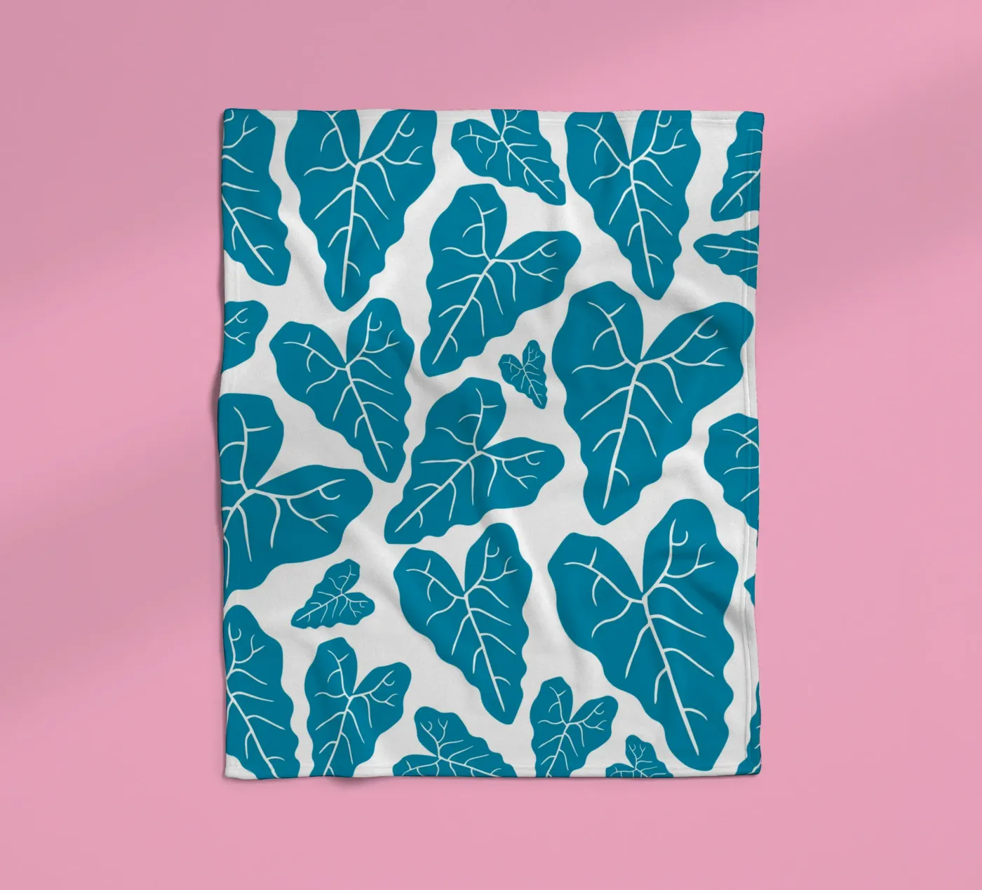 Blue leaves pattern fleecedeken van baobabprintstore