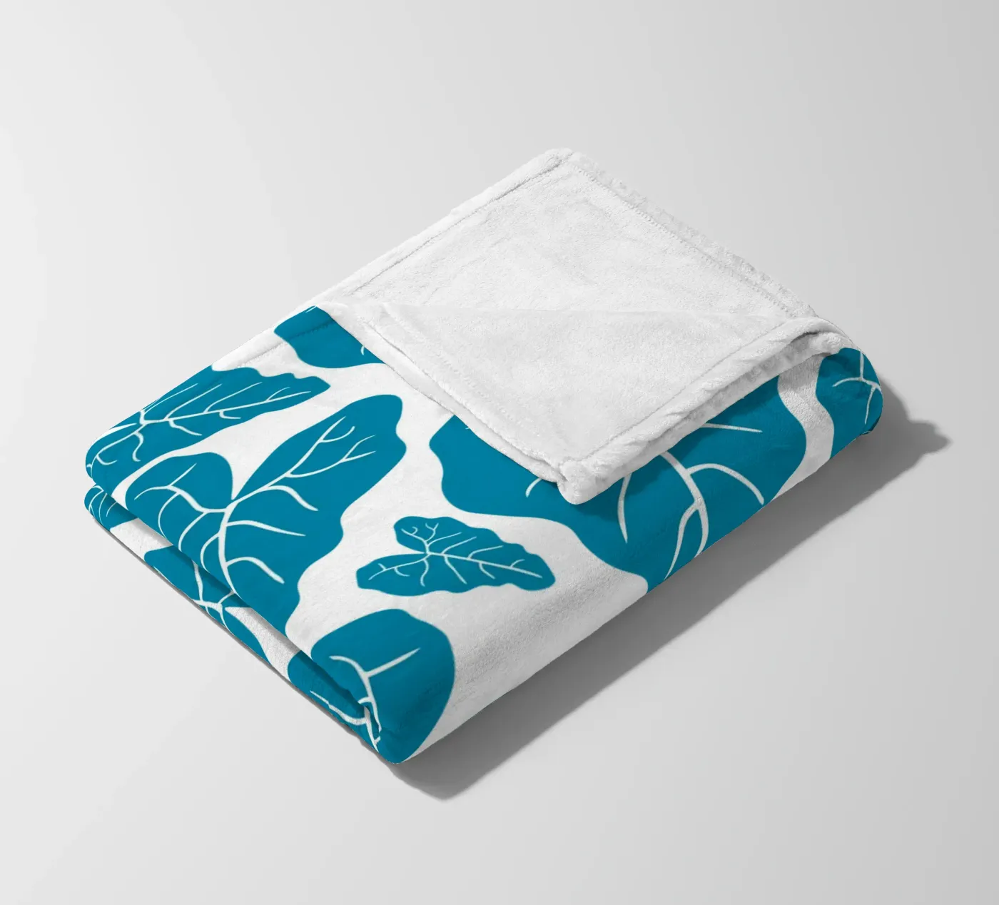 Blue leaves pattern fleecedeken van baobabprintstore