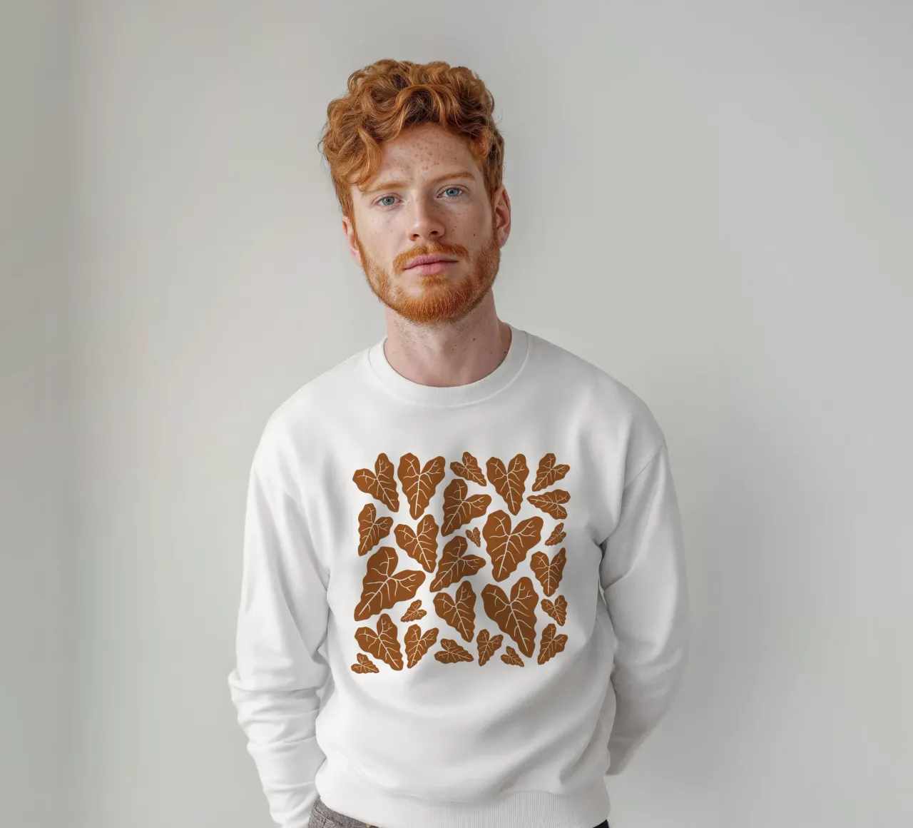 Brown leaves pattern felpa da baobabprintstore