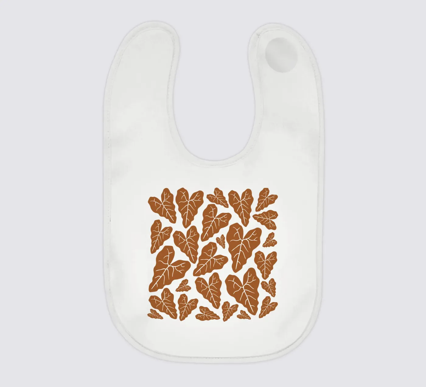 Brown leaves pattern baby slabbetje van baobabprintstore