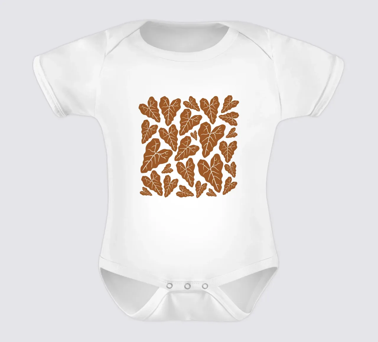 Brown leaves pattern body neonato maniche corte da baobabprintstore