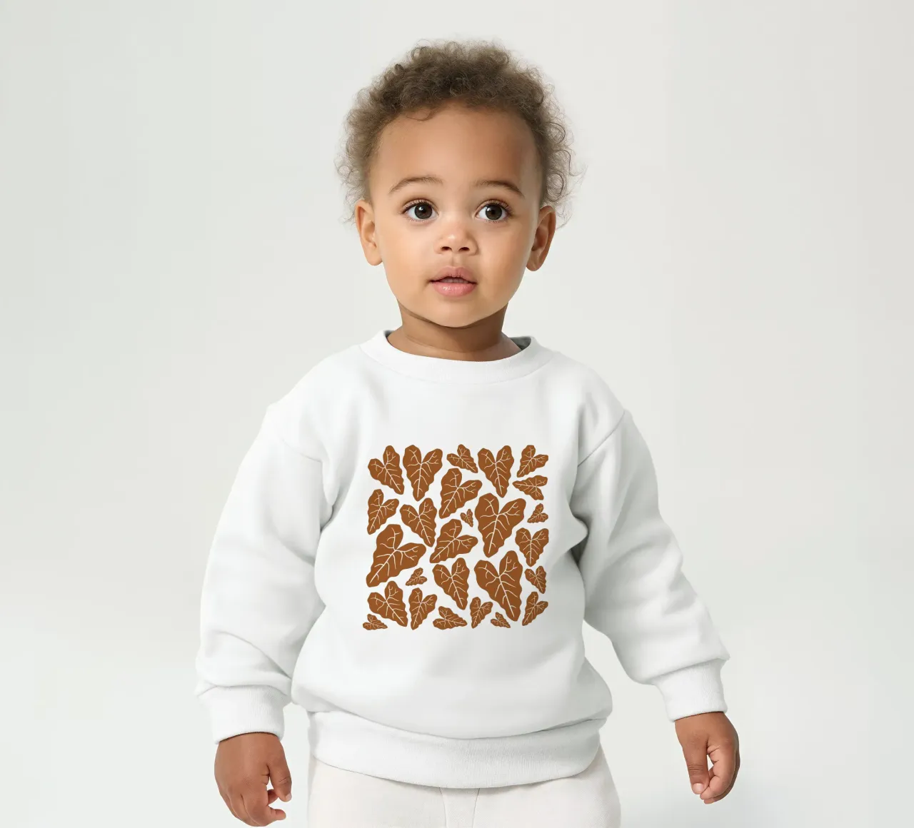 Brown leaves pattern felpa neonato da baobabprintstore