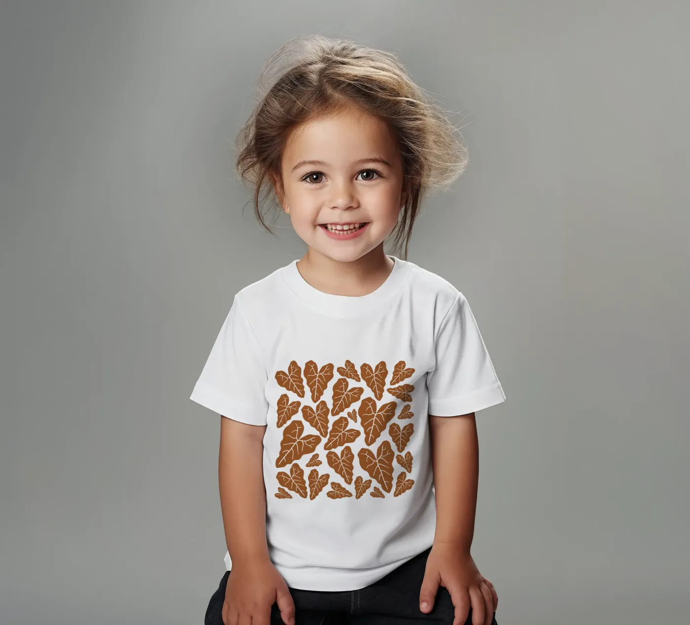 Brown leaves pattern Kinder T-Shirt von baobabprintstore