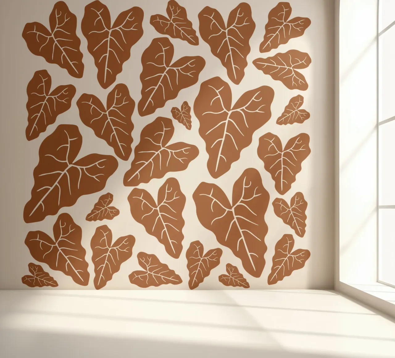 Brown leaves pattern fotobehang van baobabprintstore