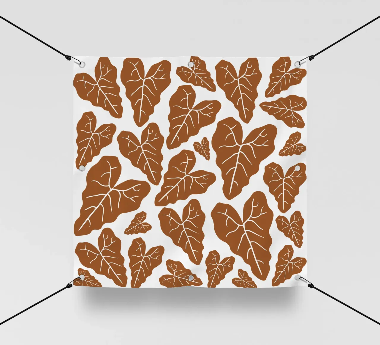 Brown leaves pattern telo in pvc da baobabprintstore
