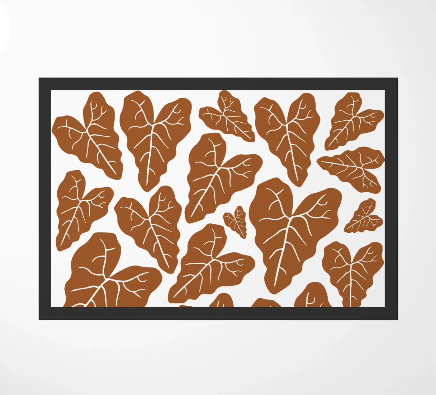Brown leaves pattern deurmat van baobabprintstore