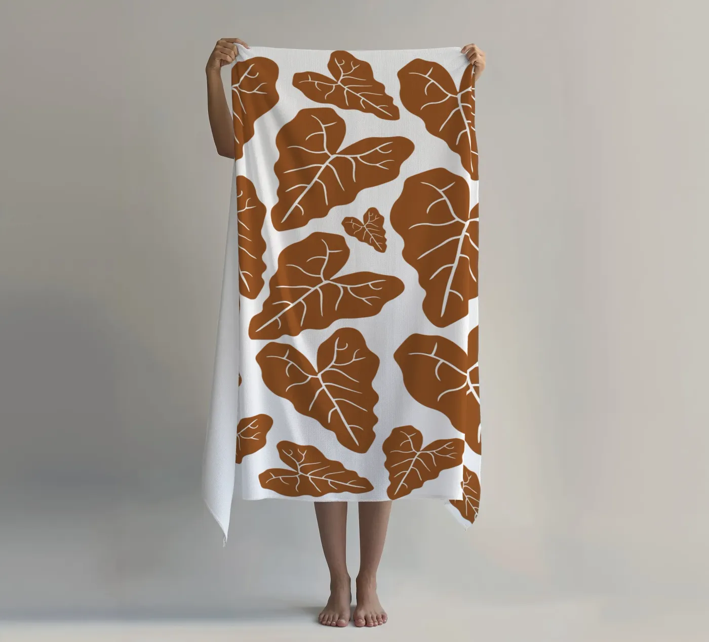 Brown leaves pattern serviette de plage de baobabprintstore