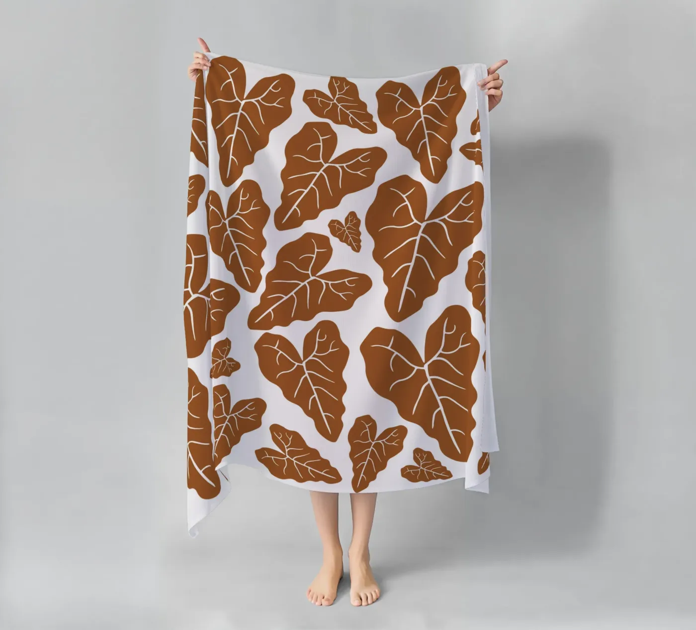 Brown leaves pattern telo mare da baobabprintstore