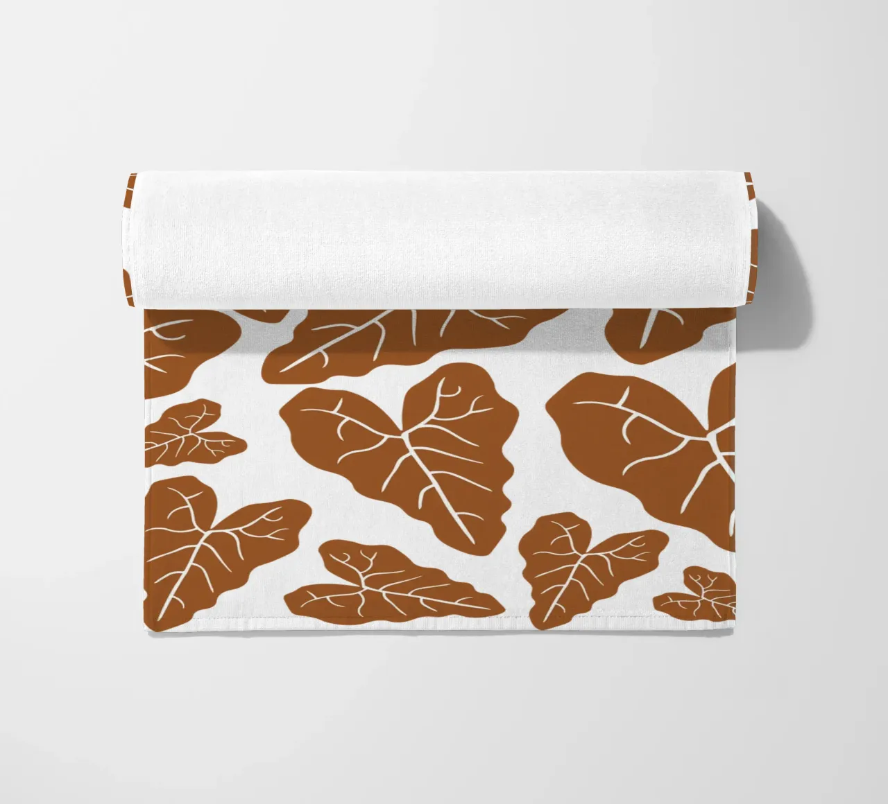 Brown leaves pattern beach towel by baobabprintstore