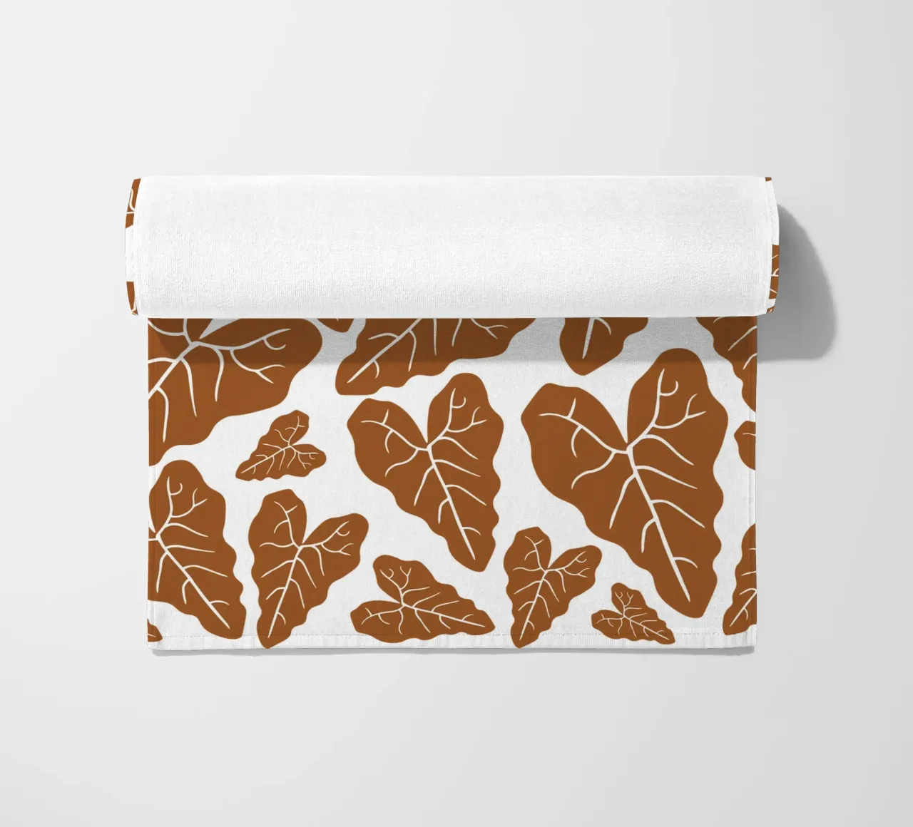 Brown leaves pattern beach towel by baobabprintstore