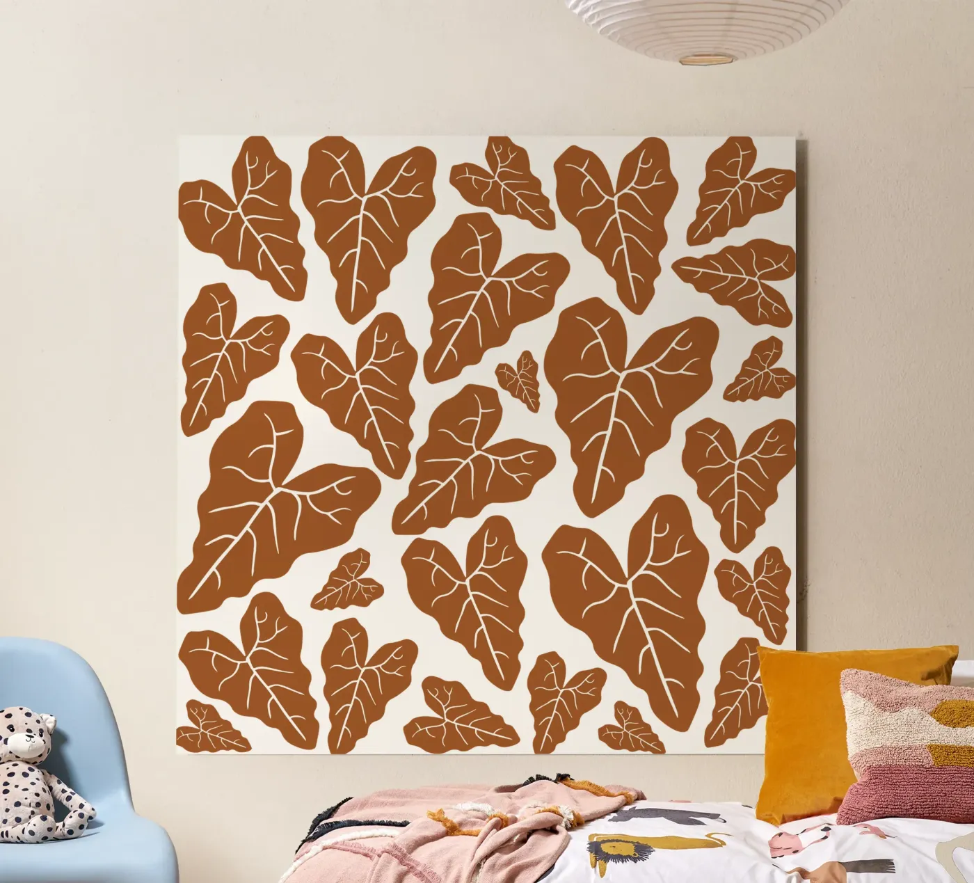 Brown leaves pattern forex plate by baobabprintstore