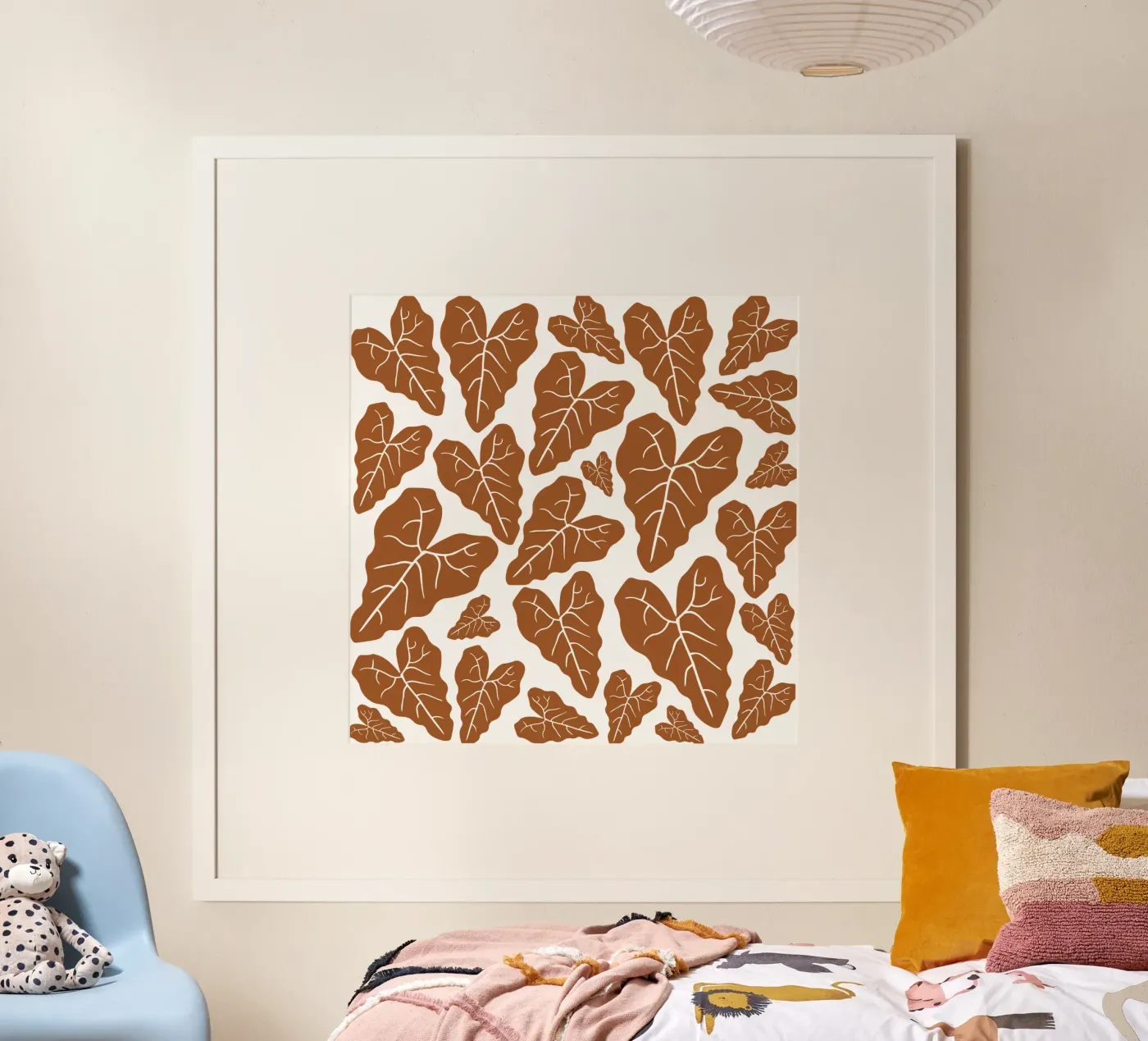 Brown leaves pattern poster da baobabprintstore