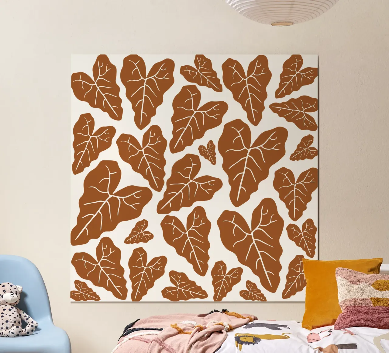 Brown leaves pattern carta hahnemühle da baobabprintstore