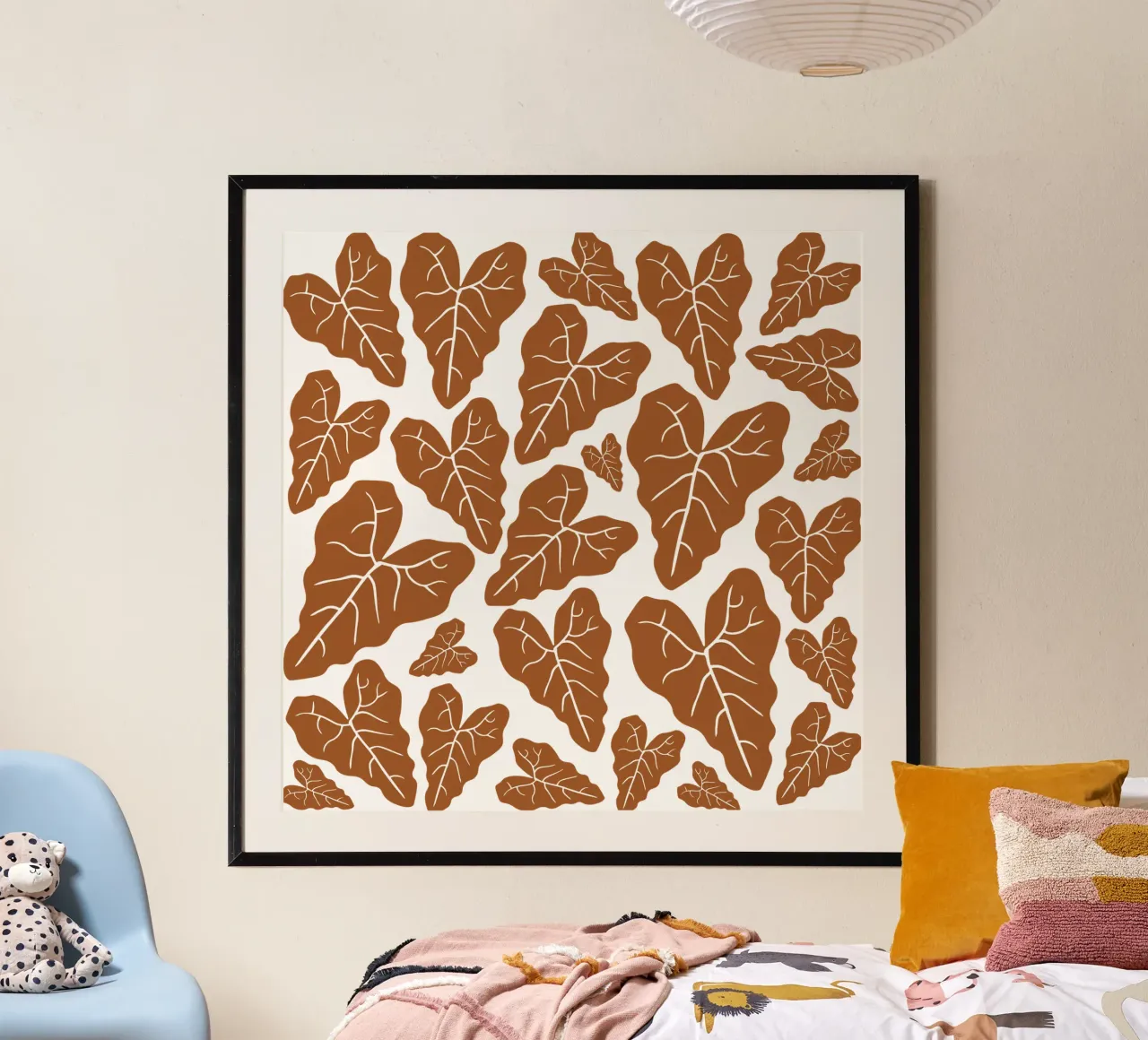 Brown leaves pattern poster da baobabprintstore