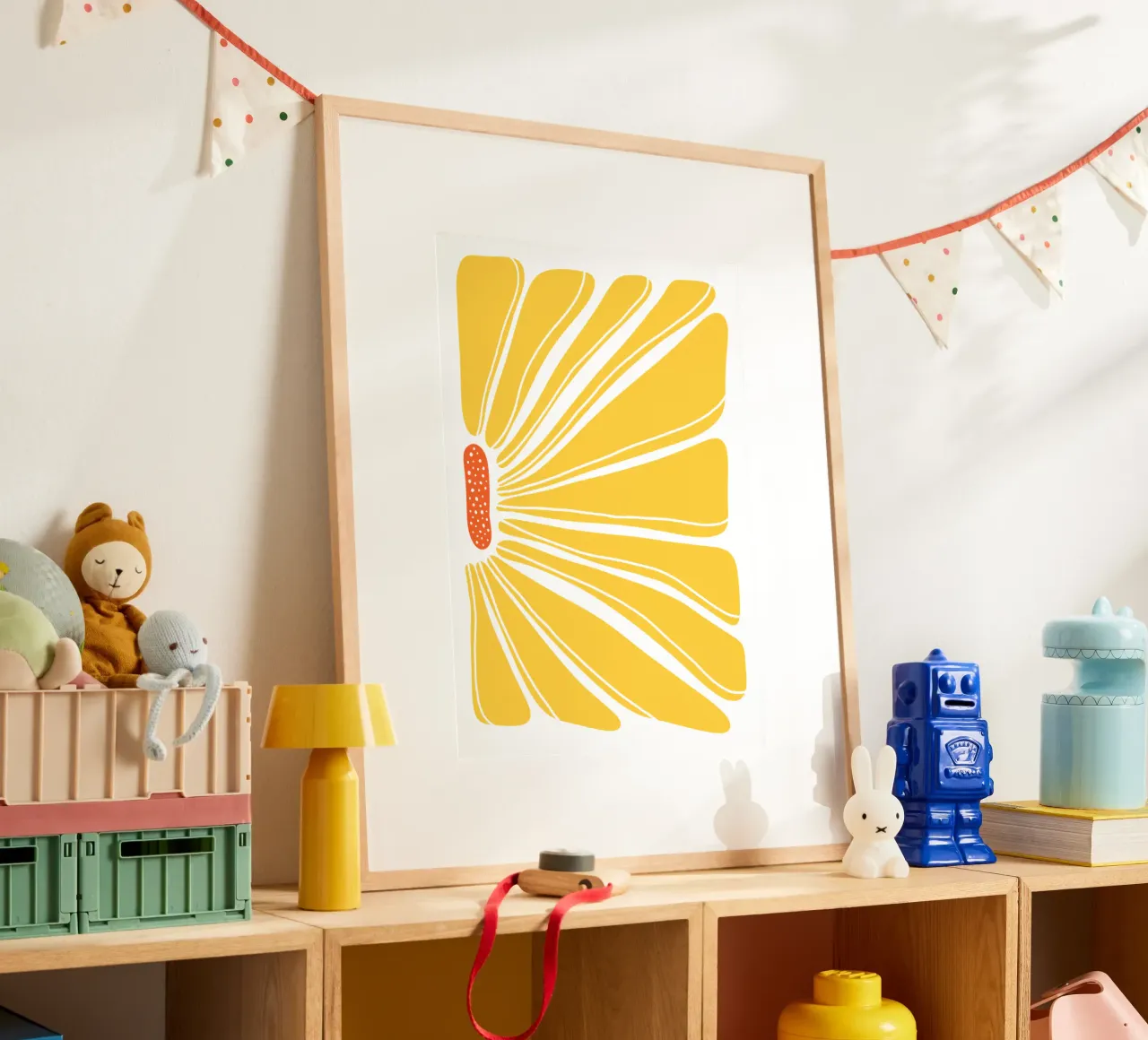 Floral sunshine poster with plastic frame by BAINAI KIDS