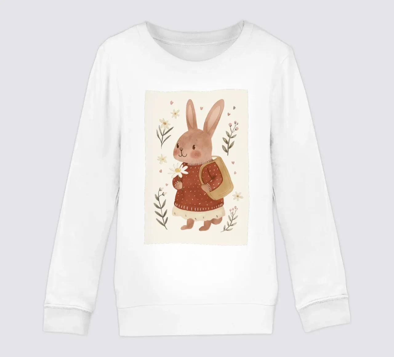 Coniglietto con fiori, illustrazione per bambini felpa bambino da Little Lola