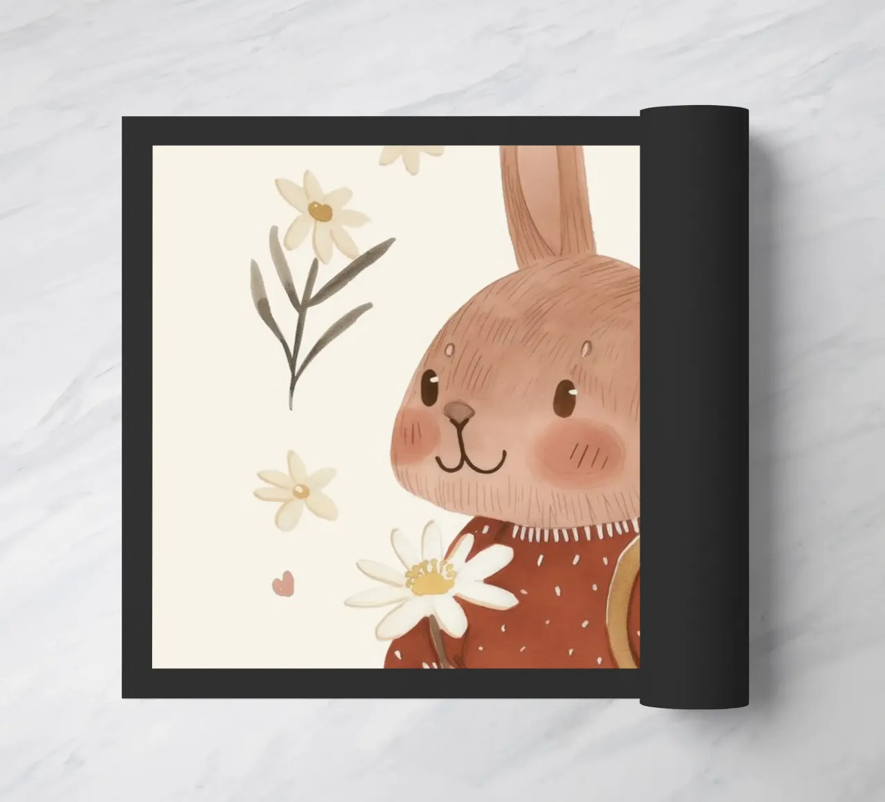 Coniglietto con fiori, illustrazione per bambini zerbino da Little Lola