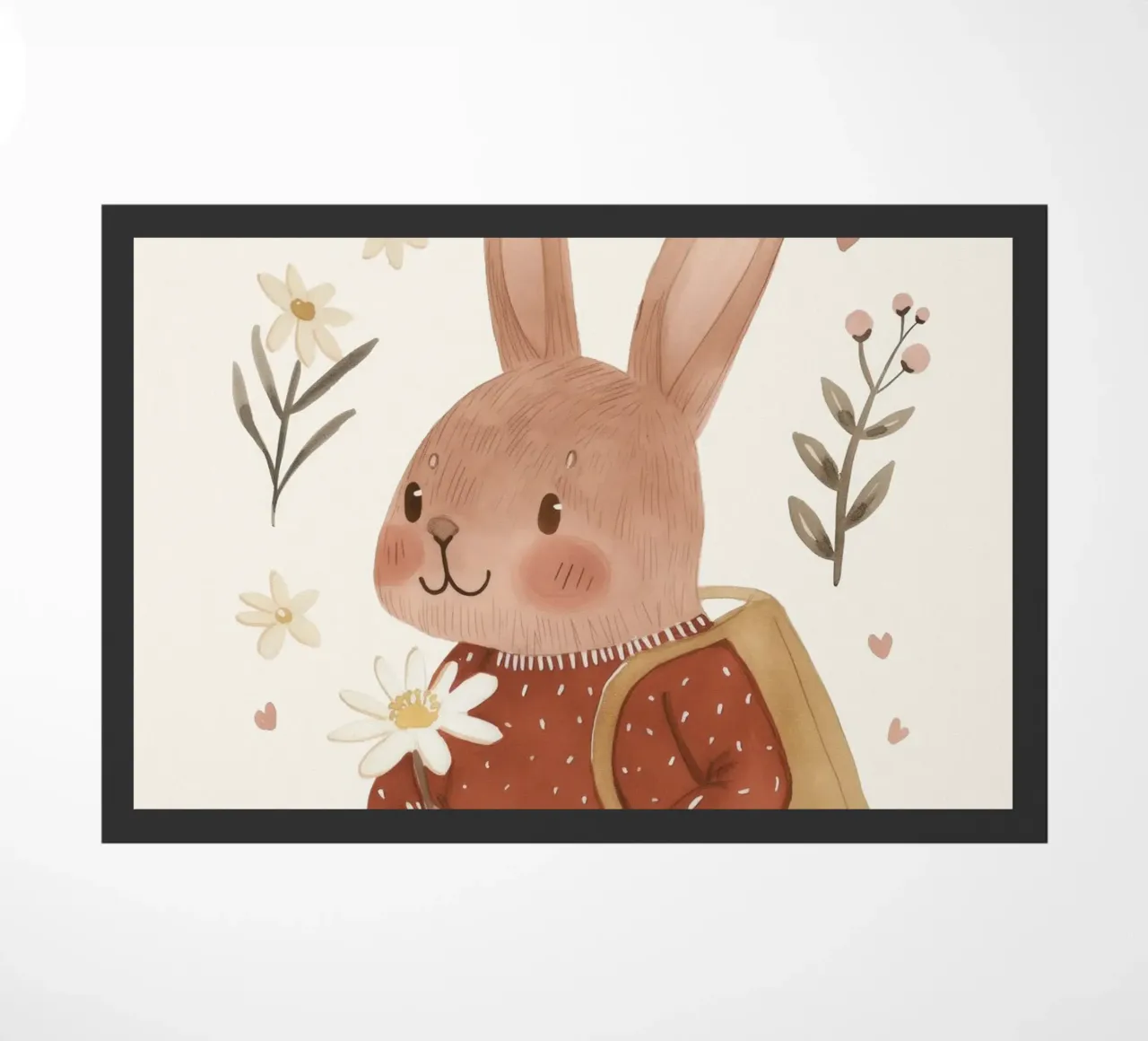 Coniglietto con fiori, illustrazione per bambini zerbino da Little Lola