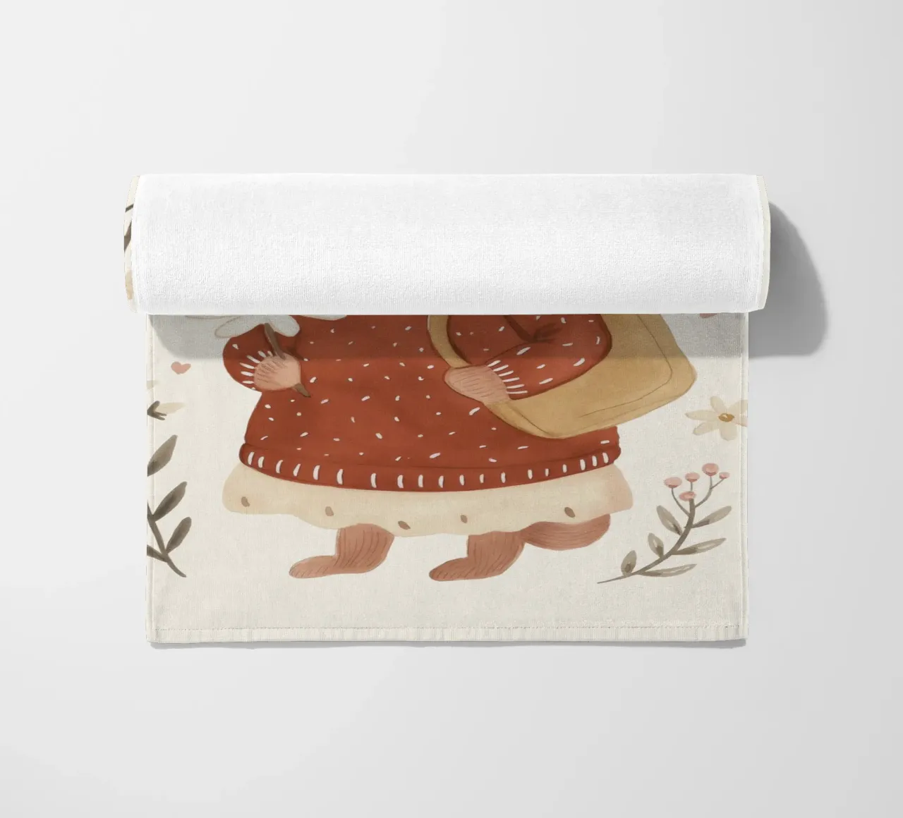 Coniglietto con fiori, illustrazione per bambini telo mare da Little Lola