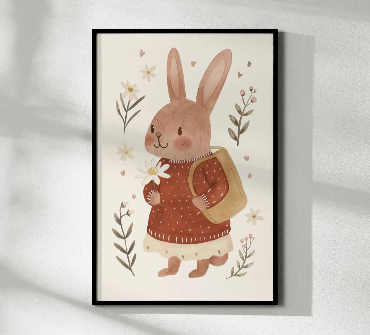 Hase mit Blumen, Kinderzimmer-Illustration Poster von Little Lola