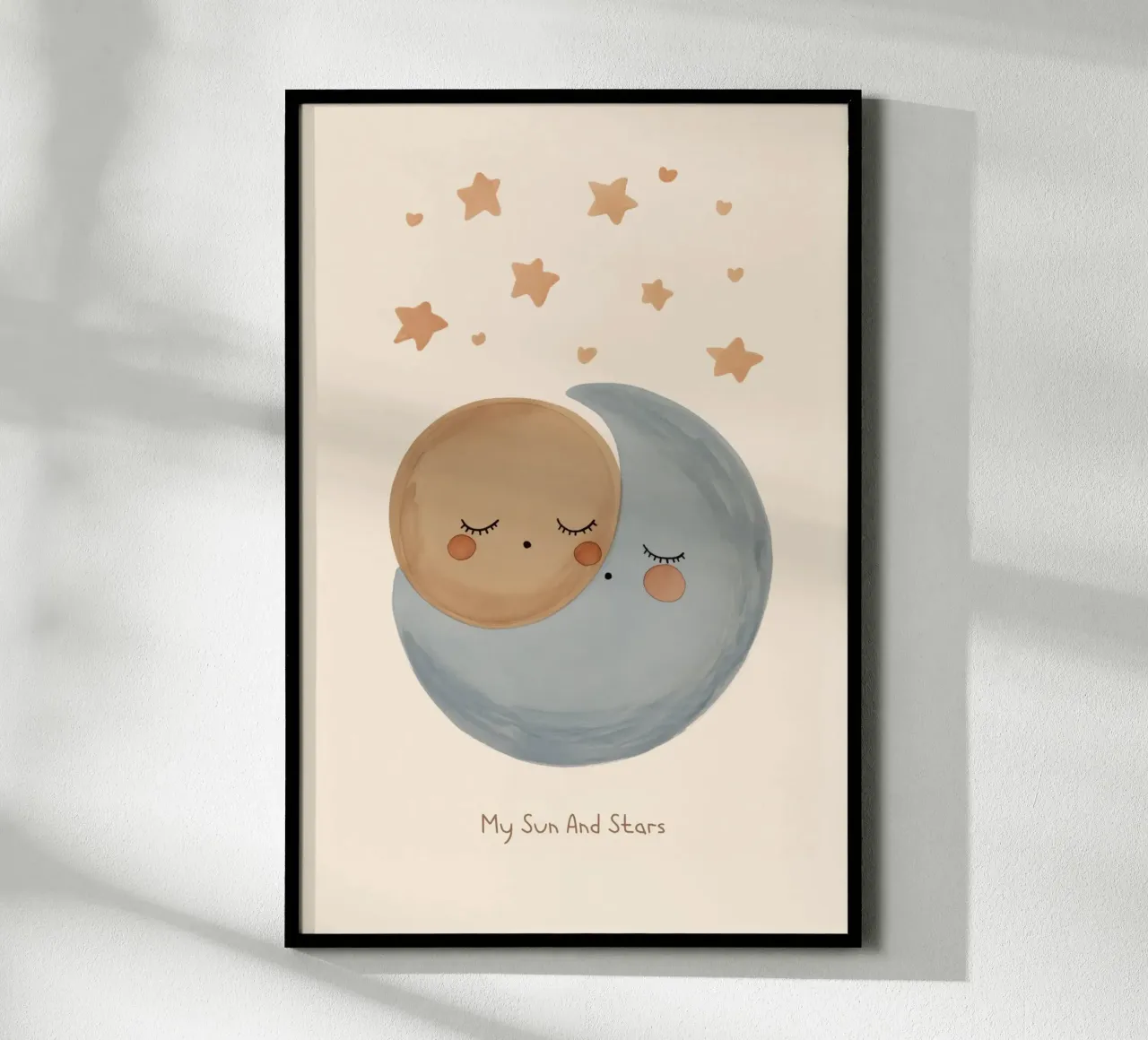 Estrella y luna celestiales Bonita decoración infantil para cuarto de niños hahnemühle de Little Lola