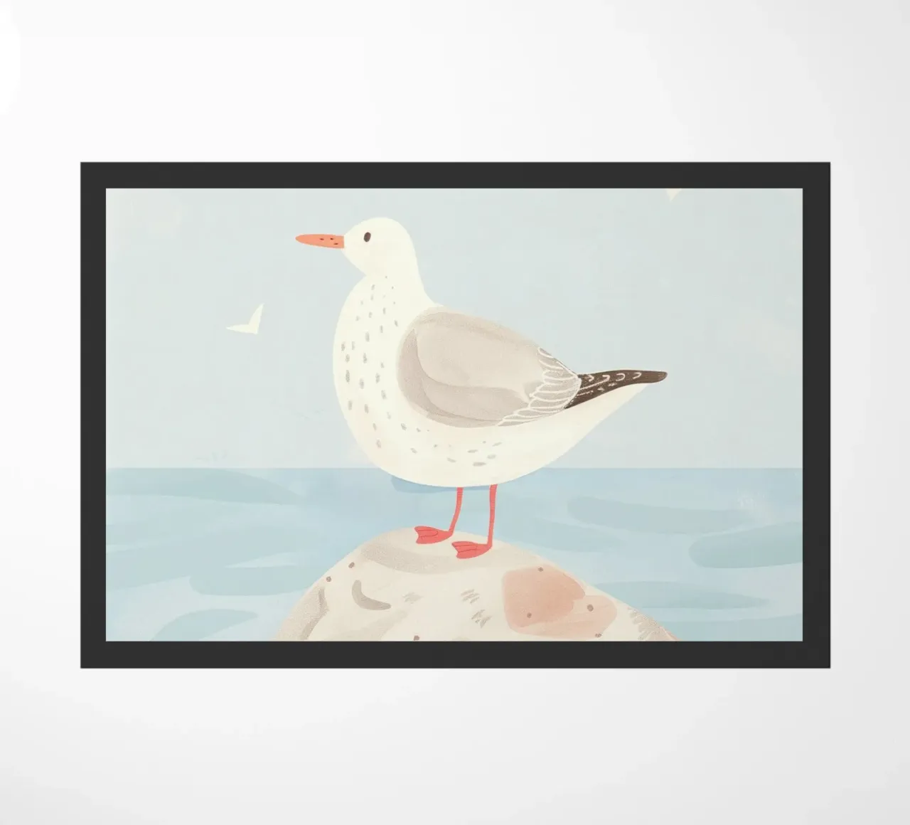 Cute Seagull Pastel Kids Playroom, Nursery Print Fußmatte von Little Lola