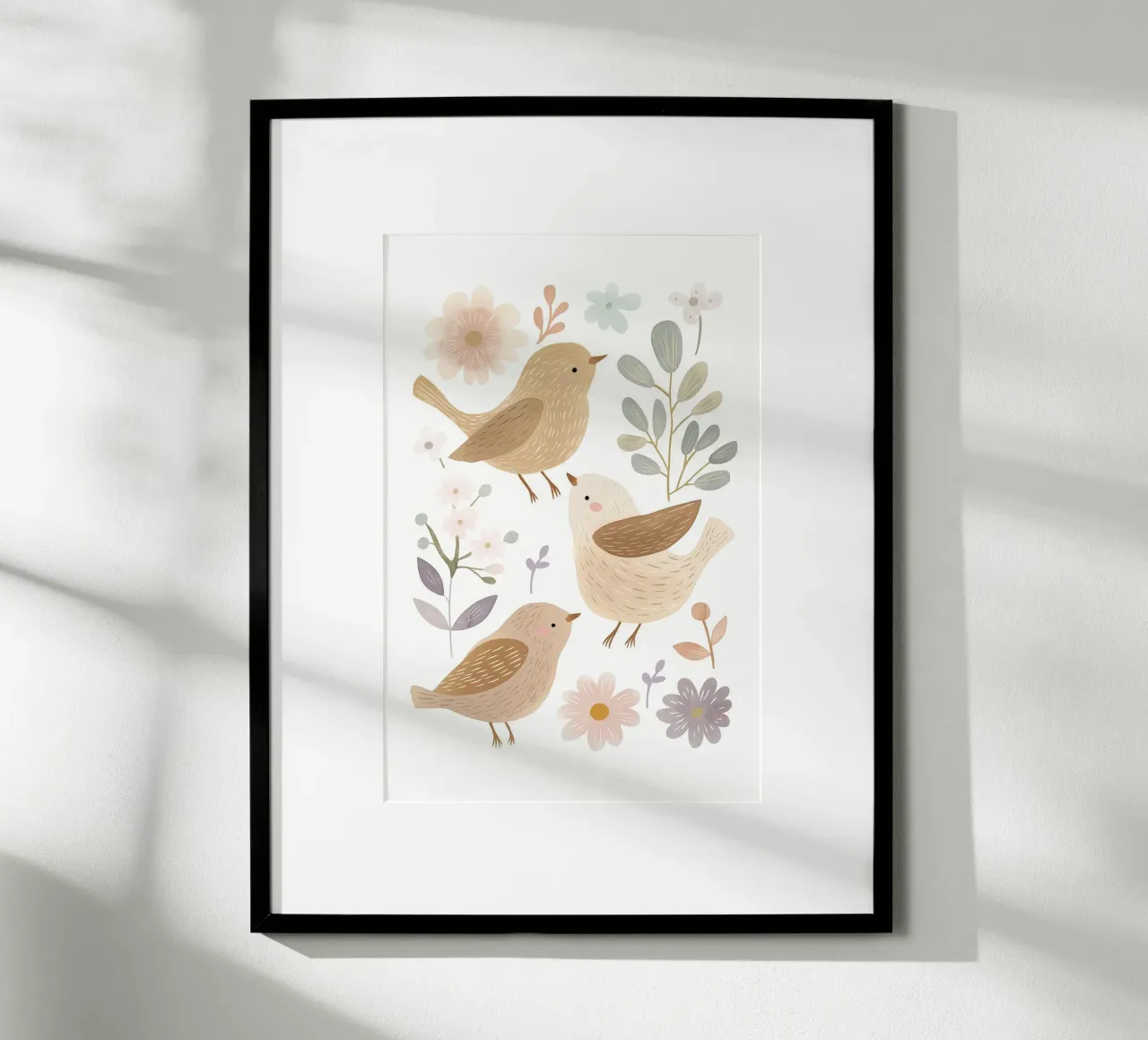 Uccelli e fiori, stampa per cameretta, cameretta pastello per bambini poster da Little Lola