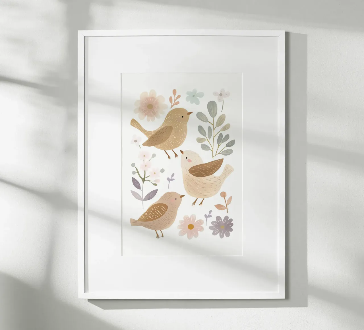 Uccelli e fiori, stampa per cameretta, cameretta pastello per bambini poster da Little Lola