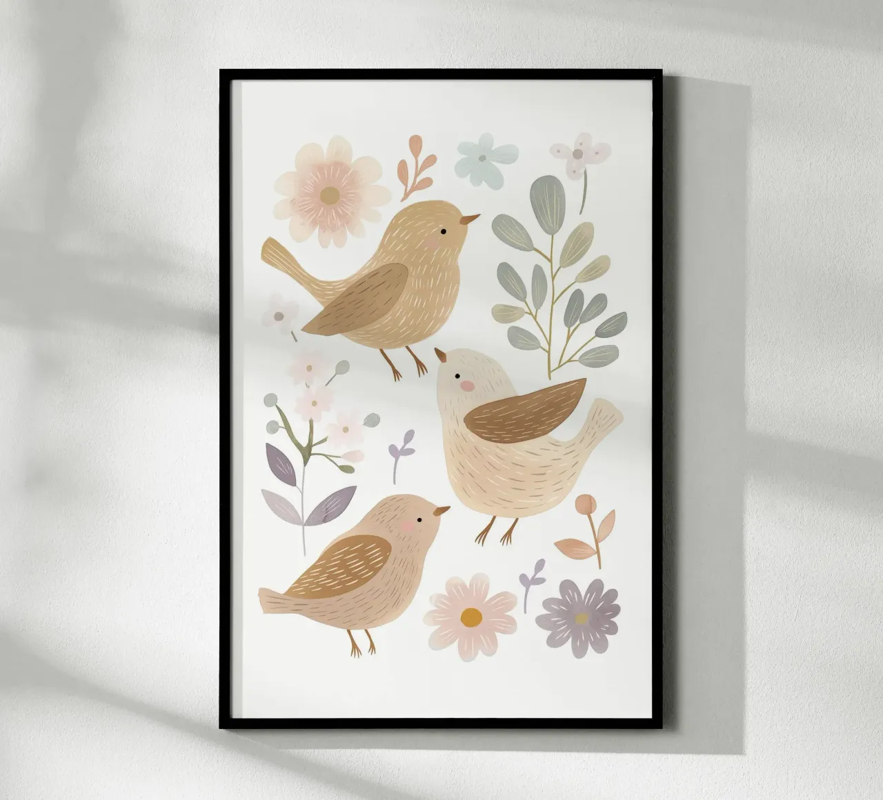 Uccelli e fiori, stampa per cameretta, cameretta pastello per bambini poster da Little Lola