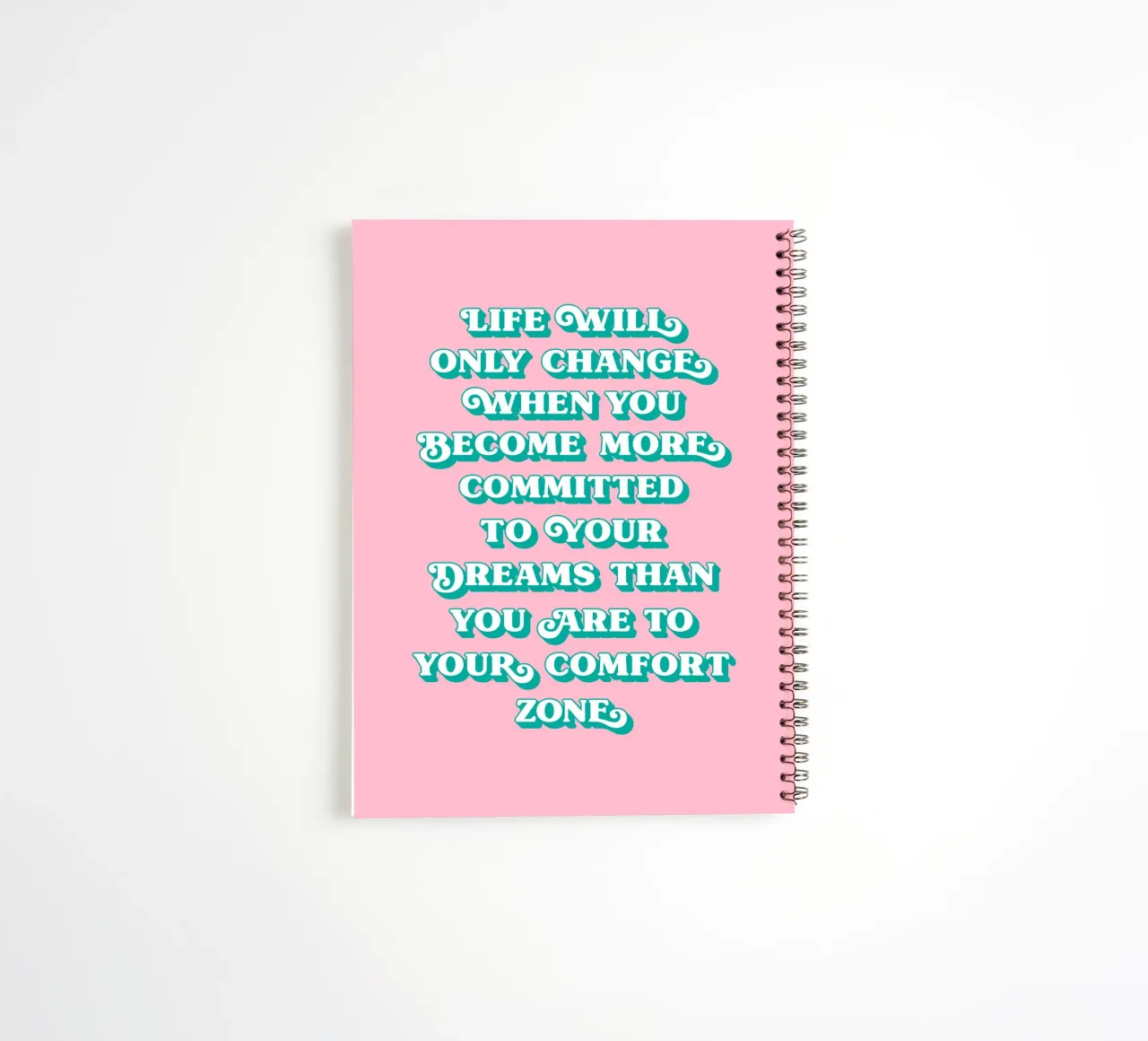 Become more commited to your dreams quote (Pink Tone) spiral notebook by Paigaam Studio