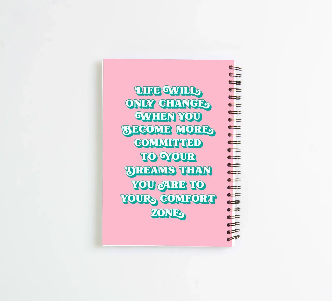 Become more commited to your dreams quote (Pink Tone) spiral notebook by Paigaam Studio