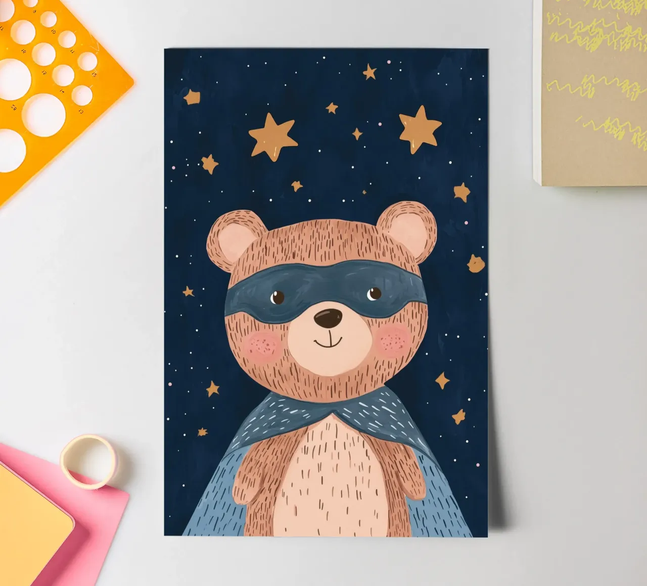 Superhero Bear, Boys Nursery Decor sticker sheet by Little Lola