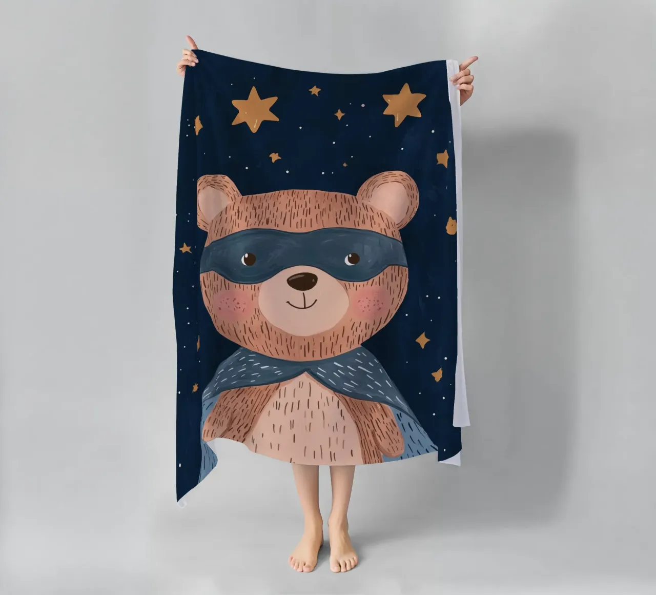 Superhero Bear, Boys Nursery Decor beach towel by Little Lola
