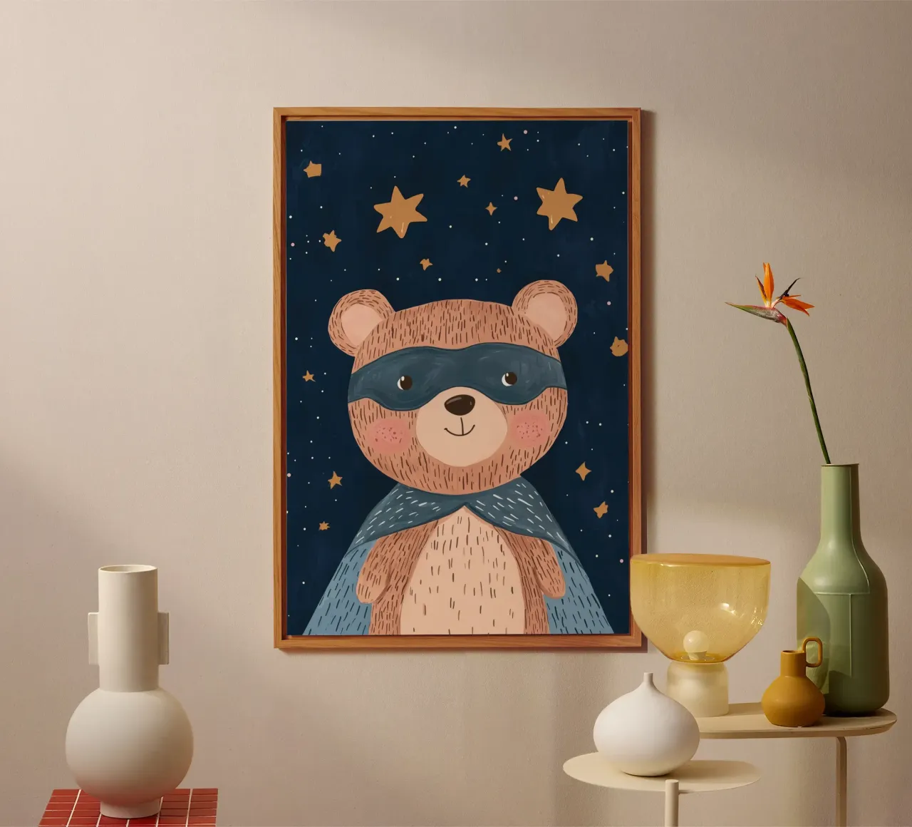Orso supereroe, decorazioni per camerette per ragazzi alluminio dibond da Little Lola