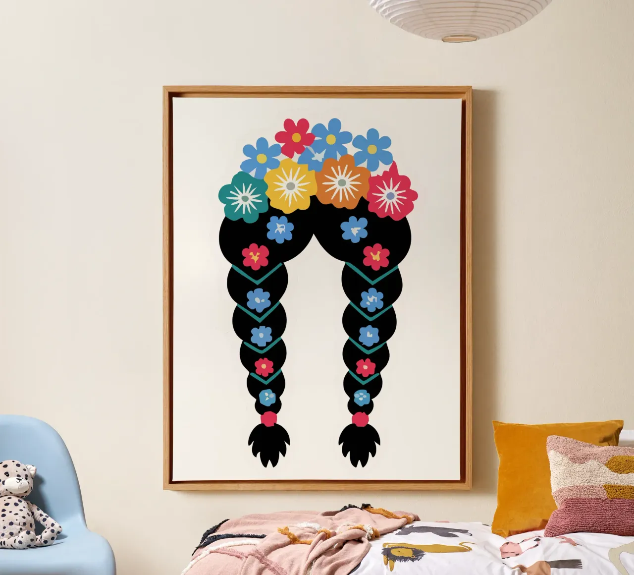 Frida Kahlo Zöpfe tela con Cornice a cassetta da Hey Vincent