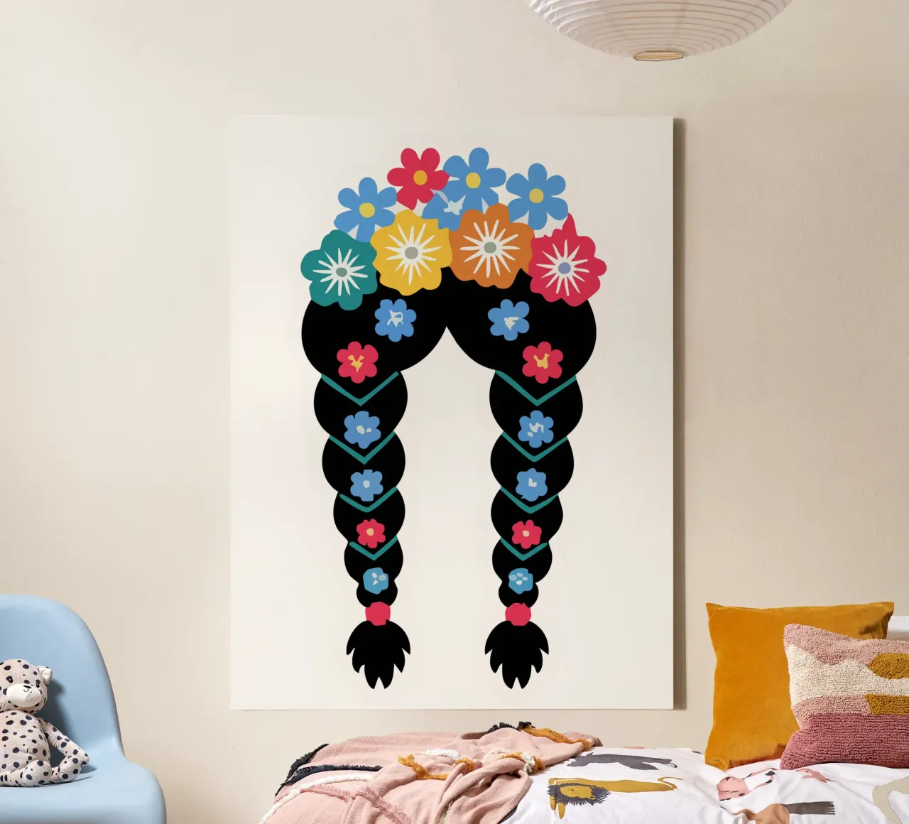 Frida Kahlo Zöpfe tela con Cornice a cassetta da Hey Vincent