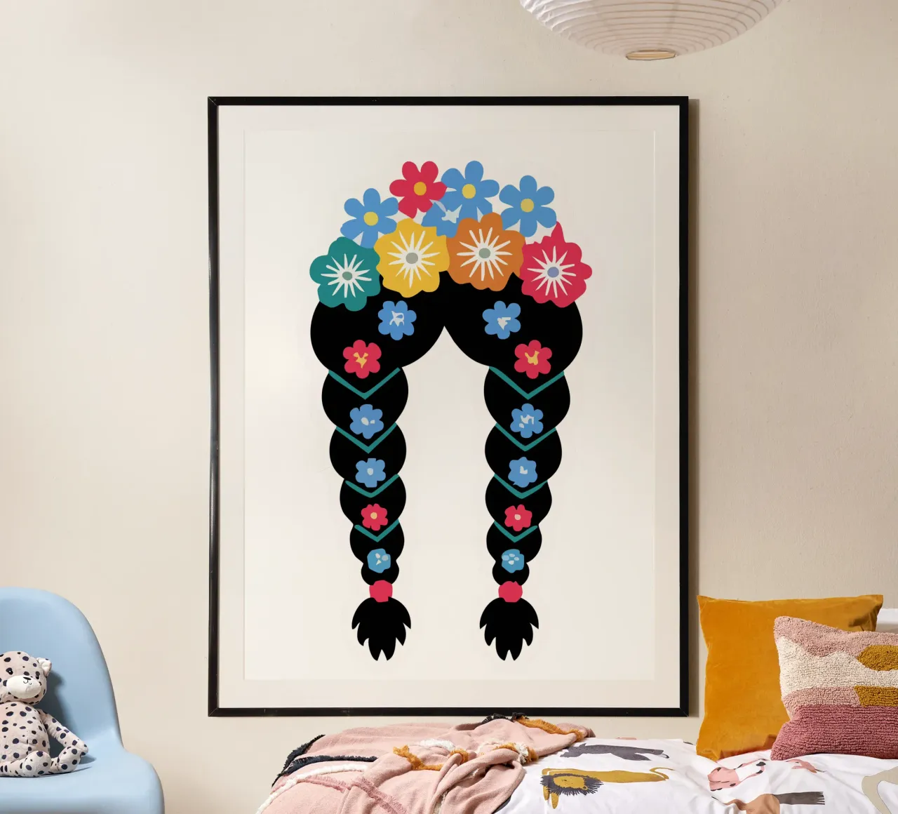 Frida Kahlo Zöpfe poster con telaio in plastica da Hey Vincent