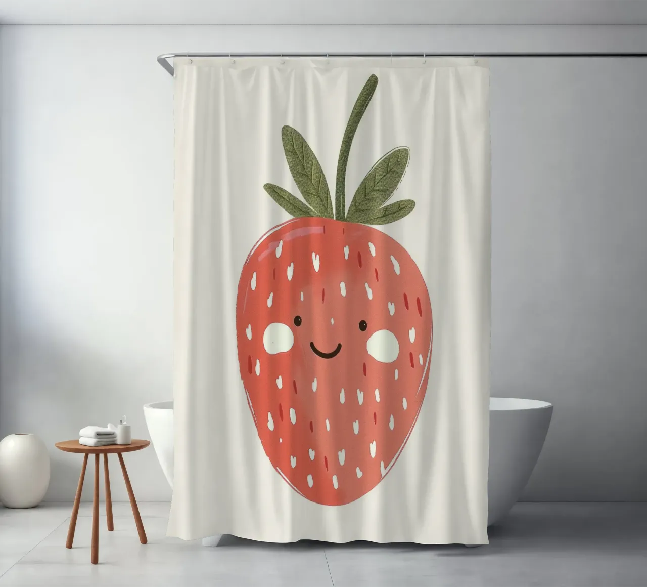Stampa della fragola felice per la cameretta dei bambini tenda da doccia da Little Lola