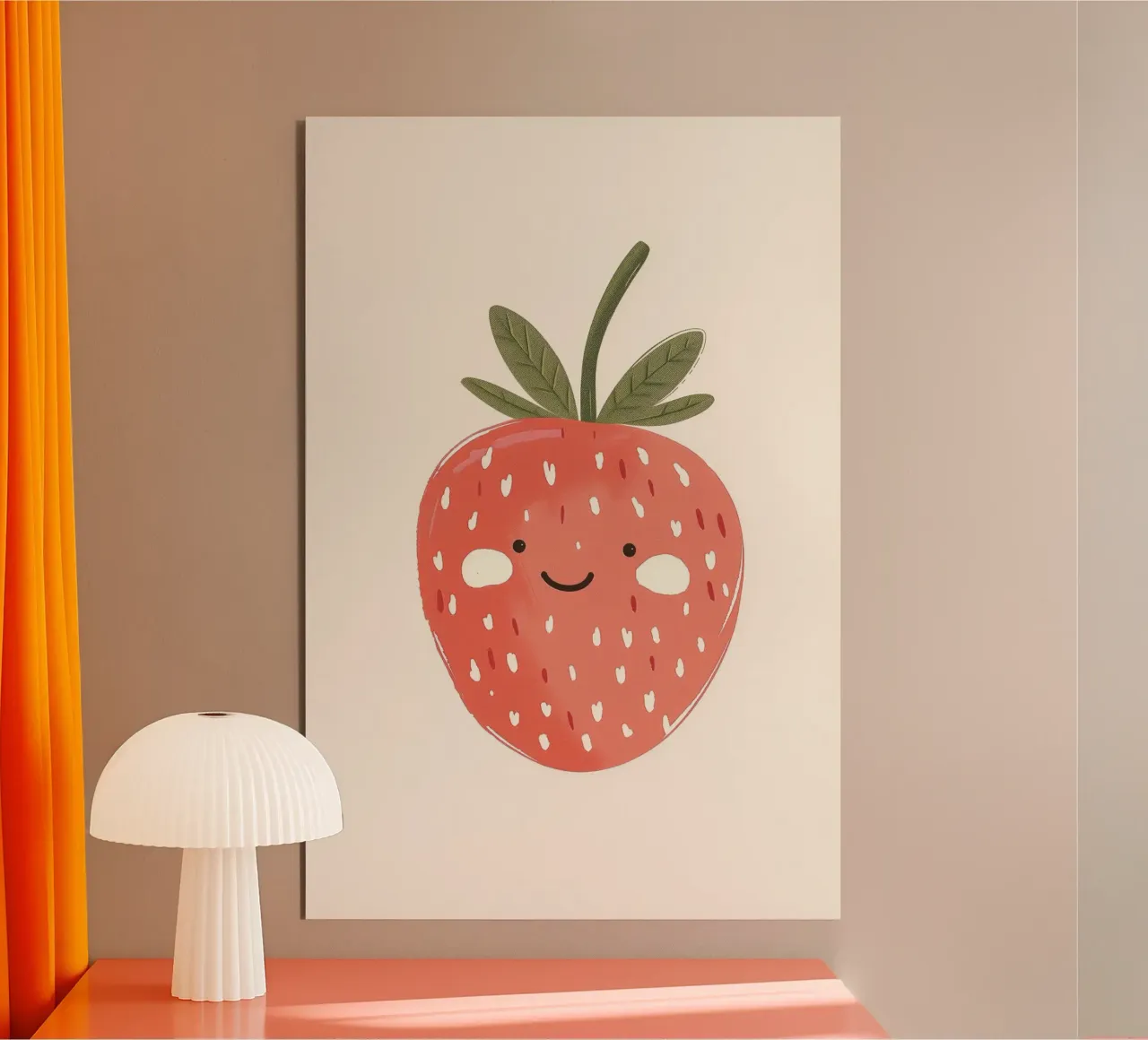 Stampa della fragola felice per la cameretta dei bambini pannello forex da Little Lola