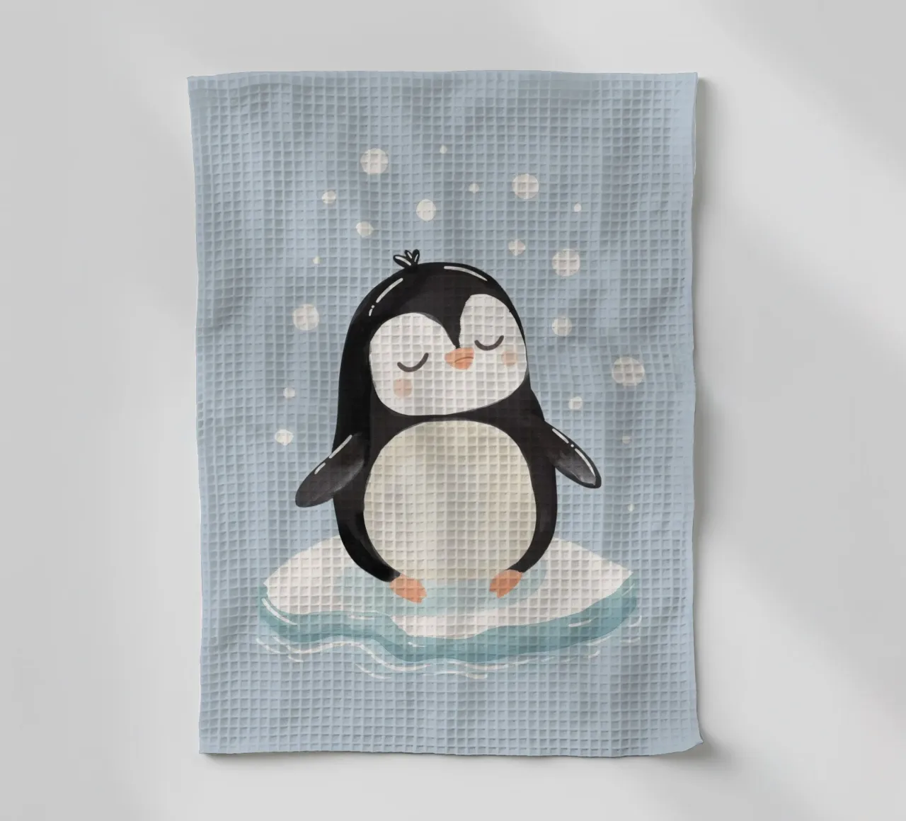 Cute Penguin, Kids Nursery Decor, Playroom Wall Art tea towel by Little Lola