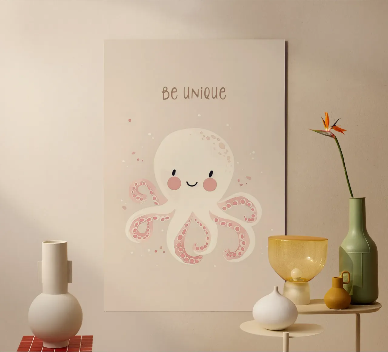Design della cameretta per bambini Octopus, affermazione Be Unique alluminio dibond da Little Lola