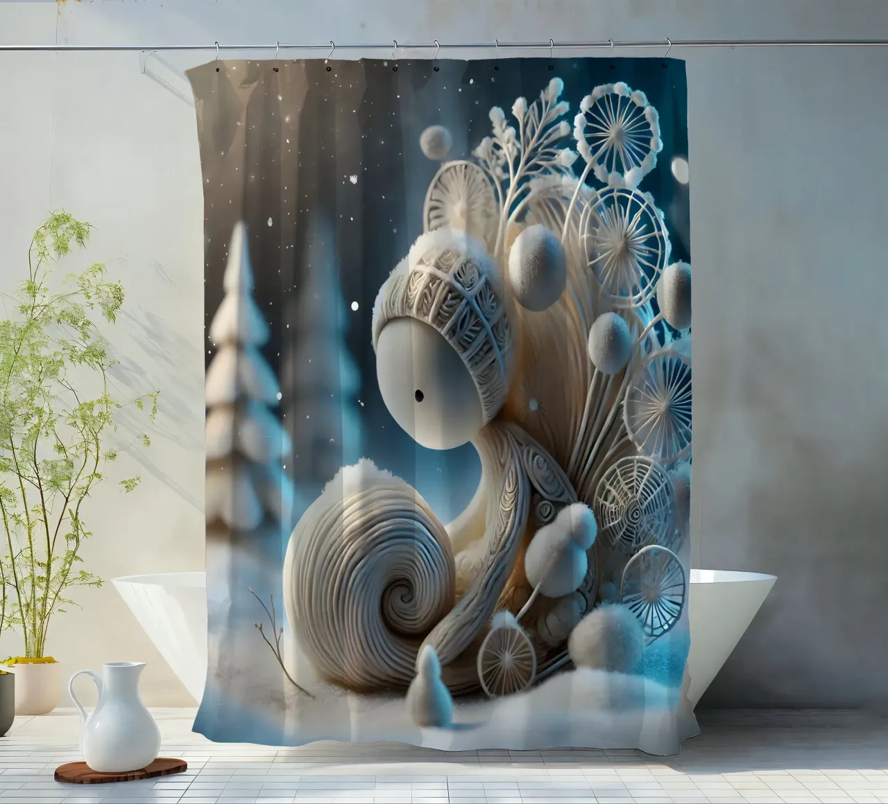 Twiglet shower curtain by Twinkle Art Studio