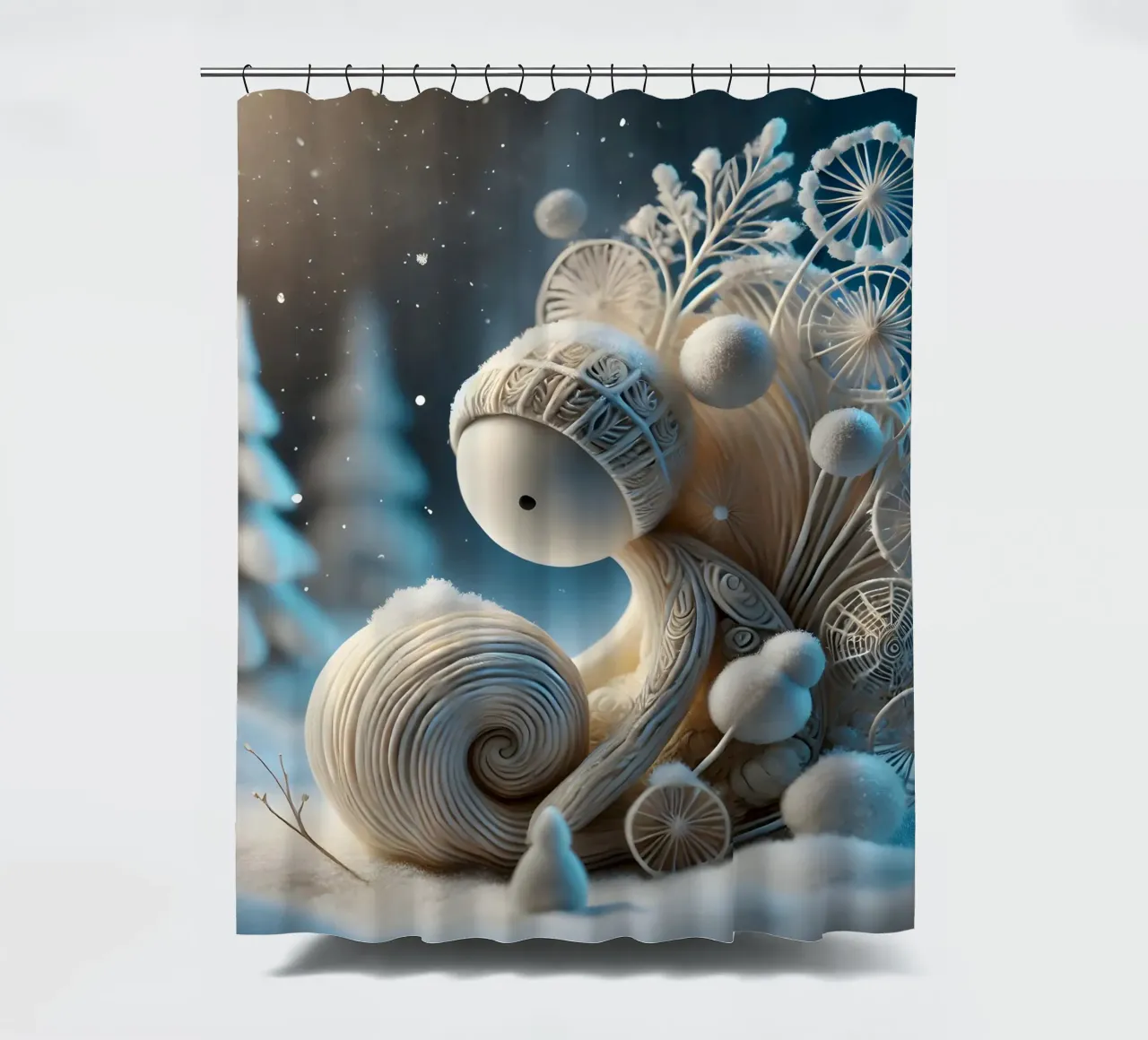 Twiglet shower curtain by Twinkle Art Studio
