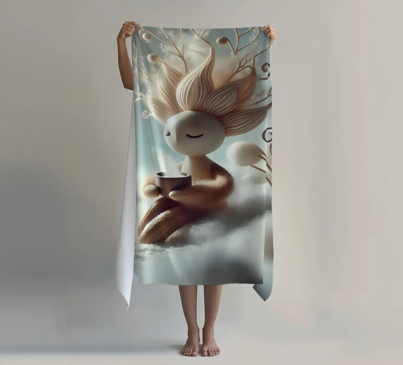 Twiglet beach towel by Twinkle Art Studio