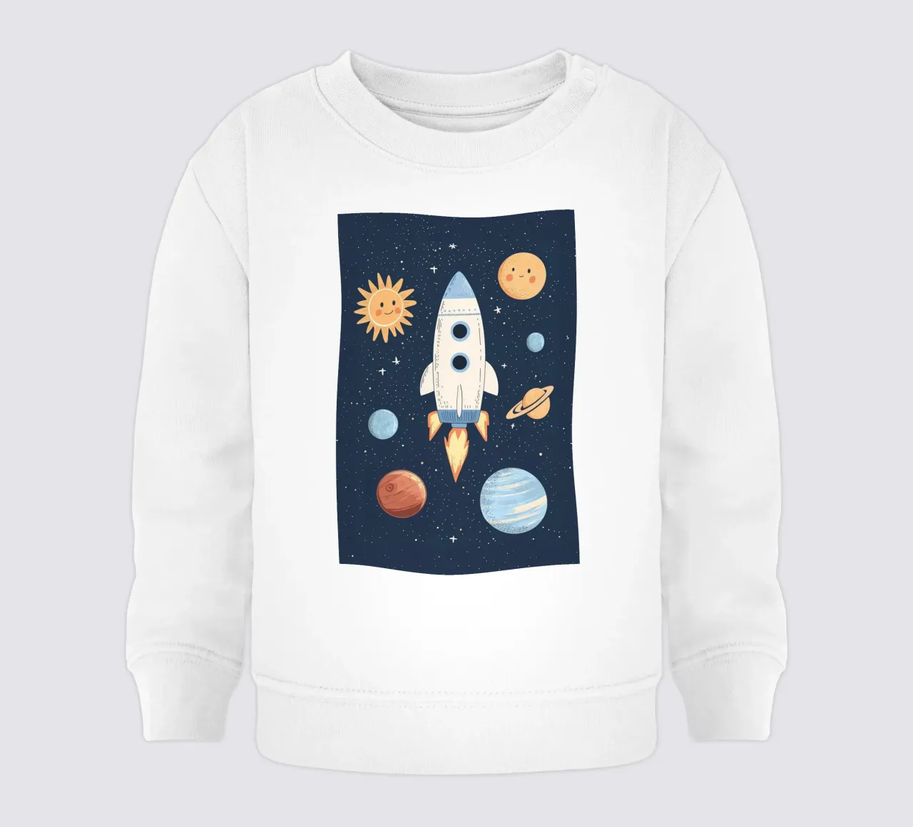 Cohete en el espacio, Decoración para cuarto de juegos, Planetas sudadera de bebé de Little Lola